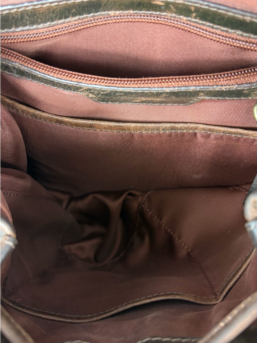Rachel Roy Distressed Leather Drawstring Backpack Tote - Dark Brown - Picture 6 of 11